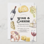 Invitation Fête de dégustation de vin et de fromage à carreau (Devant)