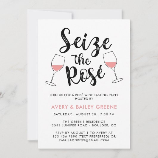 Invitation Fête de dégustation de vin rosé Seize the Rosé (Devant)