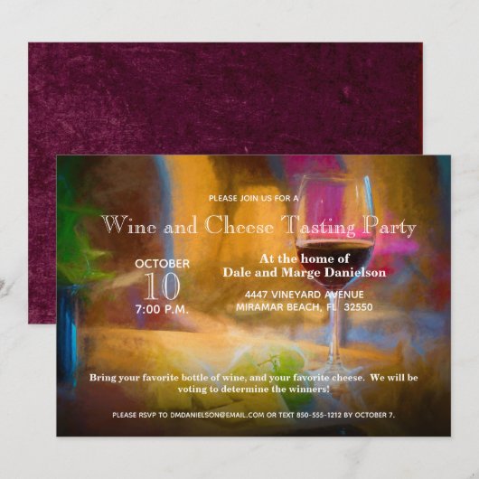 Invitation Fête de dégustation de vin Verre personnalisé (Devant / Derrière)