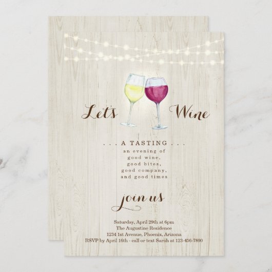 Invitation Fête de dégustation de vins (Devant / Derrière)