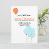 Invitation Fête de départ Ballons Bleus Orange et Turquoise (Debout devant)