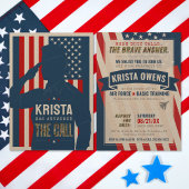 Invitation Fête de départ militaire rustique pour femme milit