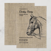 Invitation Fête de Derby de Cheval Rustique (Devant / Derrière)