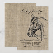Invitation Fête de Derby de Cheval Rustique (Devant / Derrière)