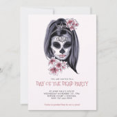 Invitation Fête de Dia De Los Muertos Rose Clair (Devant)