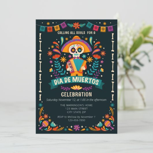 Invitation Fête de Dia De Muertos (Debout devant)