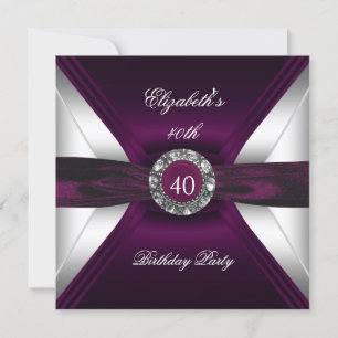 Invitation Fête de diamant blanc argenté pour 40e anniversair