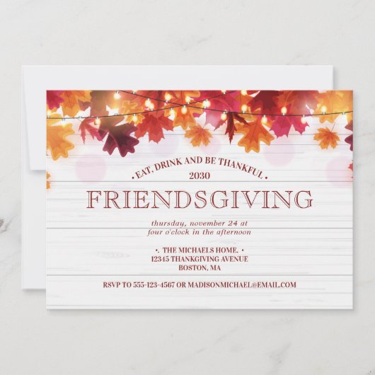 Invitation Fête de dîner automnal de Friendsgiving (Devant)
