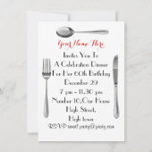 Invitation Fête de dîner Chef Amusement Informel (Dos)