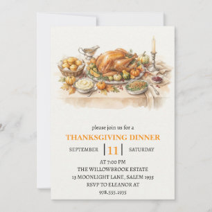 Invitation Fête de dîner d'automne vacances de thanksgiving