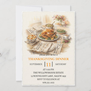 Invitation Fête de dîner d'automne vacances de thanksgiving