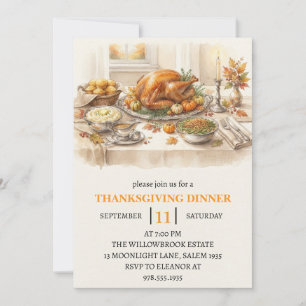 Invitation Fête de dîner d'automne vacances de thanksgiving