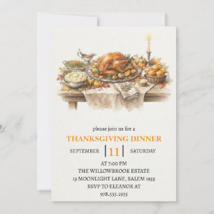 Invitation Fête de dîner d'automne vacances de thanksgiving