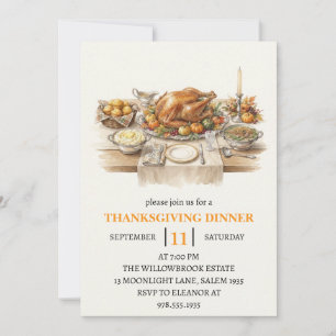 Invitation Fête de dîner d'automne vacances de thanksgiving