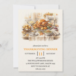 Invitation Fête de dîner d'automne vacances de thanksgiving