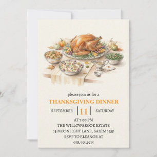 Invitation Fête de dîner d'automne vacances de thanksgiving