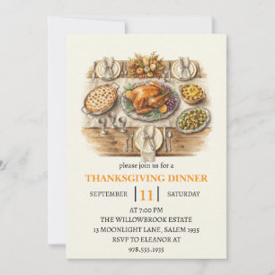 Invitation Fête de dîner d'automne vacances de thanksgiving