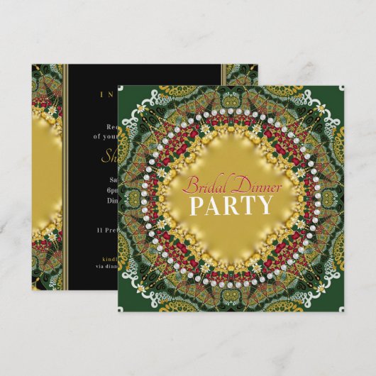 Invitation Fête de dîner en satin rouge cerise à dentelle fra (Devant / Derrière)