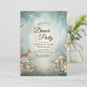 Invitation Fête de dîner enchantée forêt de teck et de pêche (Debout devant)