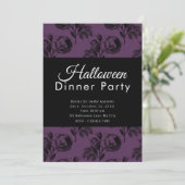 Invitation Fête de dîner gothique florale violette d'Hallowee (Debout devant)