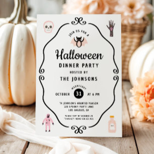 Invitation Fête de dîner Halloween Coquette Mignonne