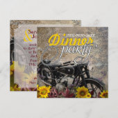 Invitation Fête de dîner moto Soleil Bohème Rustique (Devant / Derrière)