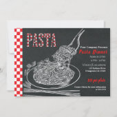 Invitation Fête de dîner rustique de pâtes Spaghetti à la cra (Devant)