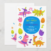 Invitation Fête de dinosaures (Devant / Derrière)