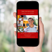 Invitation Fête de diplôme collage photo rouge