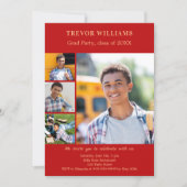 Invitation Fête de diplôme collage photo rouge (Devant)