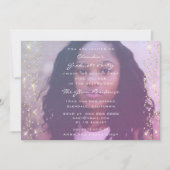 Invitation Fête de diplômé d'anniversaire Photo Rose Gold (Devant)