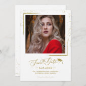 Invitation Fête de diplômé de style script chic Épargnez la d (Devant / Derrière)