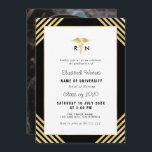 Invitation Fête de diplôme en sciences infirmières<br><div class="desc">Cette invitation présente une fausse feuille d'or avec des rayures. Les couleurs de cette carte de graduation photo,  y compris le texte et l'image,  peuvent être personnalisées.</div>
