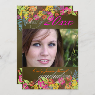 INVITATION FÊTE DE DIPLÔME LUAU/HIBISCUS/RAINBOW