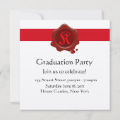 Invitation FÊTE DE DIPLÔME Monogramme de cire rouge (Dos)