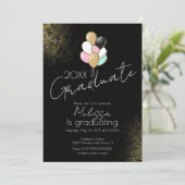 Invitation Fête de diplômée du lycée avec ballons pailletés (Debout devant)