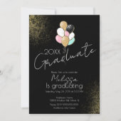 Invitation Fête de diplômée universitaire avec ballons paille (Devant)