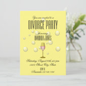 Invitation Fête de divorce de champagne jaune poule (Debout devant)