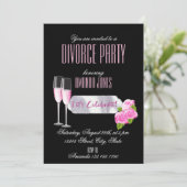 Invitation Fête de divorce de champagne rose noir (Debout devant)
