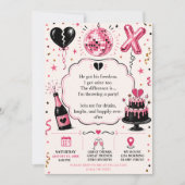 Invitation Fête de divorce rose et noir | (Devant)
