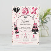 Invitation Fête de divorce rose et noir | (Debout devant)