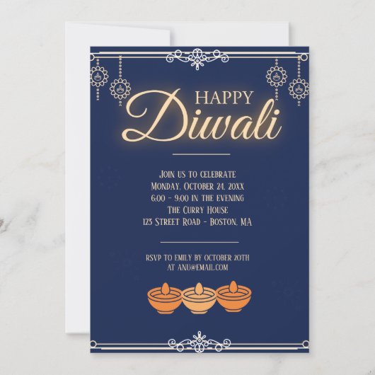 Invitation Fête de Diwali (Devant)