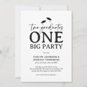 Invitation Fête de double diplôme minimaliste (Devant)