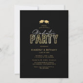Invitation Fête de double diplôme Or Noir Moderne (Dos)