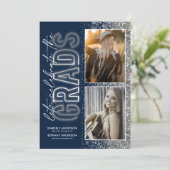 Invitation Fête de double remise de diplômes Bleu marine et a (Debout devant)