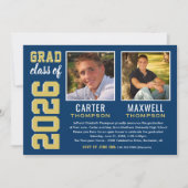 Invitation Fête de double remise de diplômes Navy Gold 2026 (Devant)