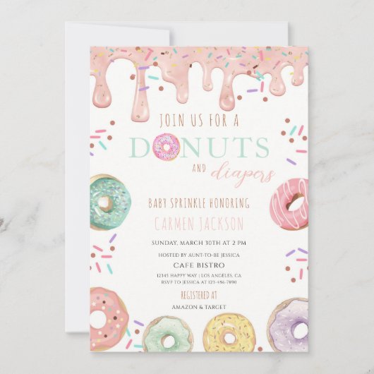 Invitation Fête de Douceurs et de Lange pour Bébé (Devant)