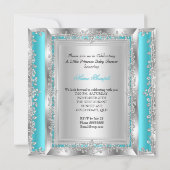 Invitation Fête de douche de bébé princesse Teal Argent Ethni (Dos)