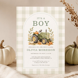 Invitation Fête de douche de bébé tracteur d'automne C'est un
