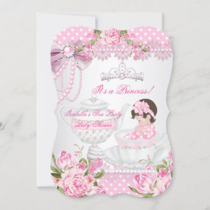 Invitation Fête de douche de bébé vintage Fille mignonne Rose
